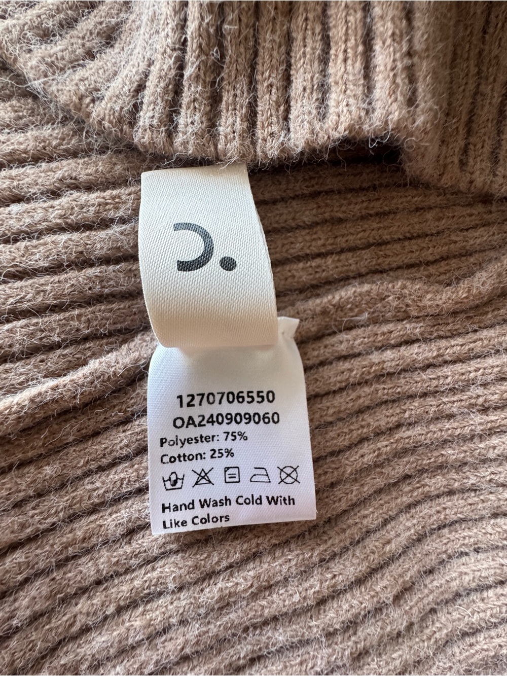 COMMENSE Button Down Split Cardigan Light Brown Ribbed Knit Gold Button Medium - Picture 11 of 12